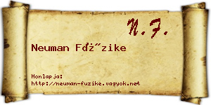 Neuman Füzike névjegykártya